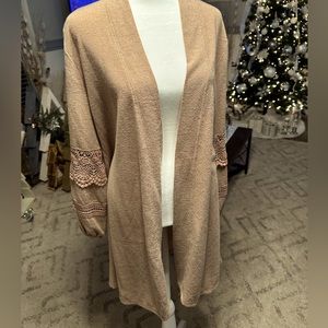 NEW- Tan laced sleeve cardigan
